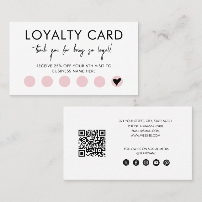 Carte De Visite Small Business QR Code Loyalty Reward Discount (Devant / Derrière)