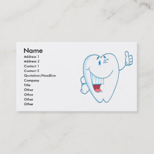 Carte De Visite Smiling Propre Tooth Cartoon Caractère Thumbs Up.