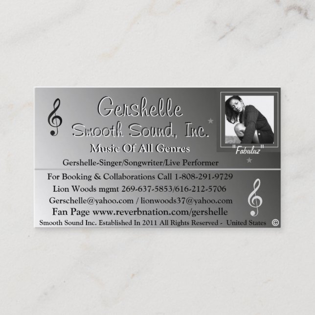 Carte De Visite Smooth Sound, Inc. (Devant)