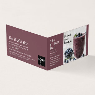 Carte De Visite Smoothie aux bleuets, Bar à jus, détails