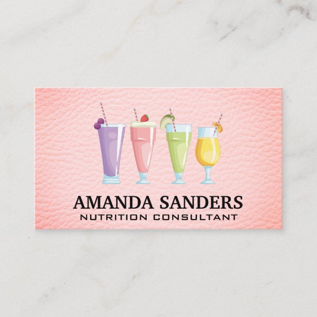 Carte De Visite Smoothie Boissons | Cuir rose (Devant)