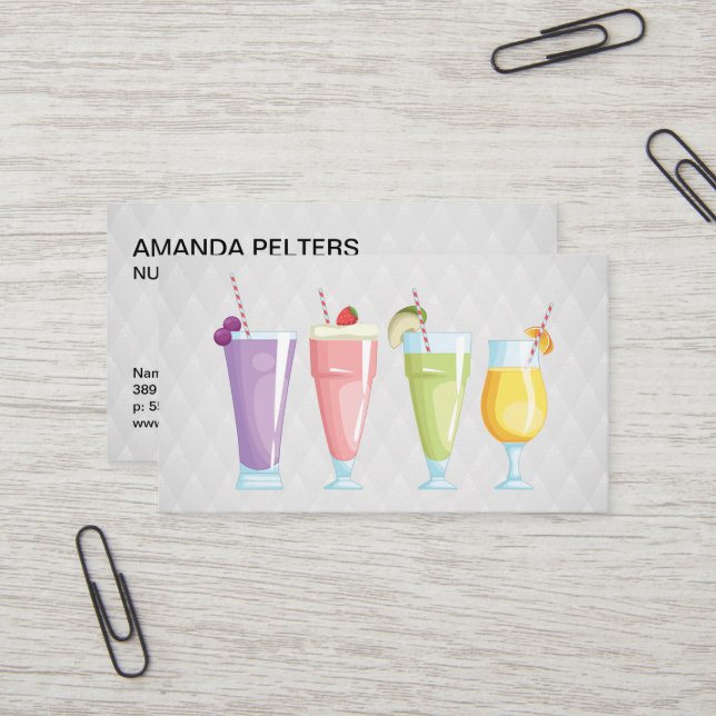 Carte De Visite Smoothies | Nutritionniste (Devant/Arrière en situation)