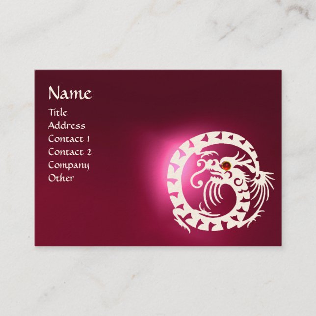 Carte De Visite SNAKE DRAGON RUBY noir et blanc rouge rose (Devant)