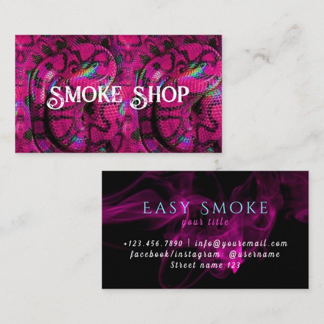 Carte de visite Snake Smoke Shop (Devant / Derrière)