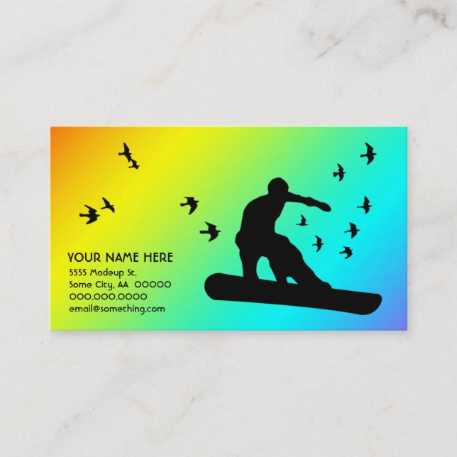 Carte De Visite snowboard avec oiseaux (Devant)
