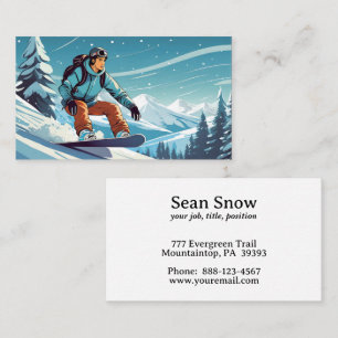 Carte De Visite snowboardeur mâle en montagne