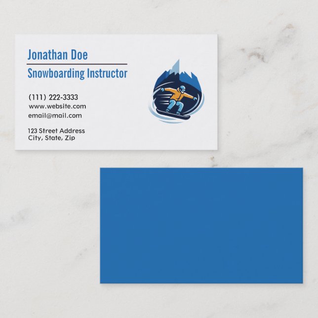 Carte De Visite Snowboarding Instructor Business Card (Devant / Derrière)