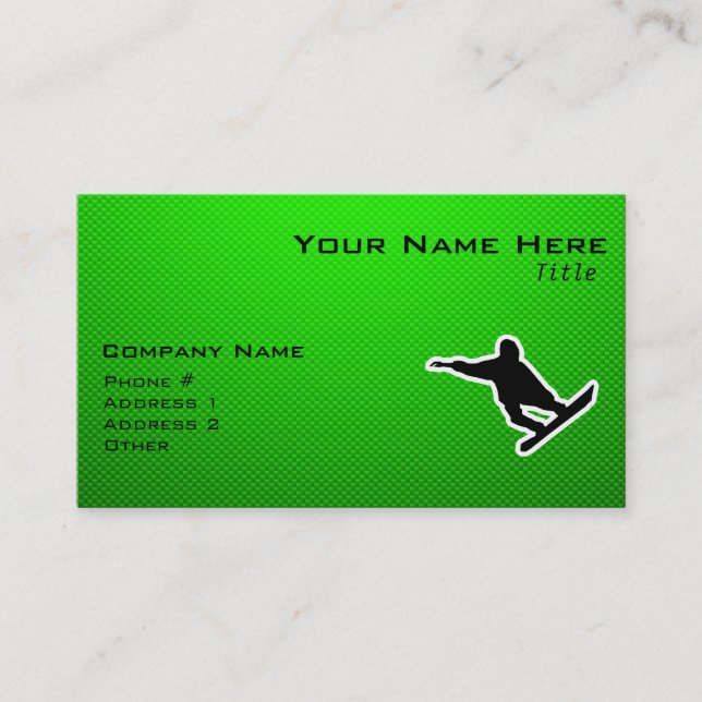 Carte De Visite Snowboarding vert (Devant)