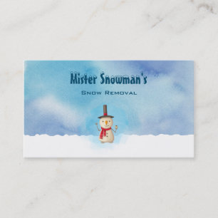 Carte De Visite Snowman Agitant Et Souriant Dans La Neige Froide D