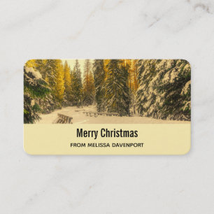 Carte De Visite Snowy Winter Path with Pine Trees Noël