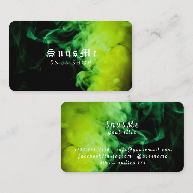 Carte De Visite Snus Shop Tabac Vape Fumée Huile CBD (Devant / Derrière)