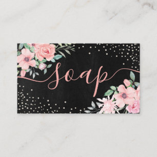 Carte De Visite Soap Fabriqué à la main en Pink Rose Chalkboard