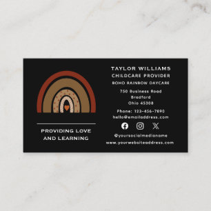 Carte De Visite Social Media Boho Rainbow Heart garderie