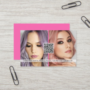 Carte De Visite Social media code QR maquillage moderne photo d'ar