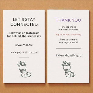 Carte De Visite Social Media Connect Whimsical Cream Noël