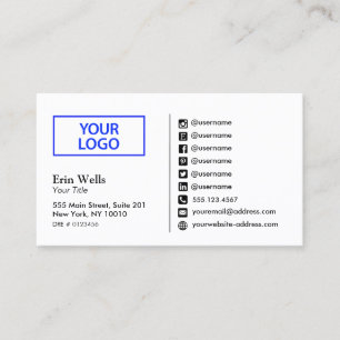 Carte De Visite Social Media Icon Ajouter Votre Logo Réseau