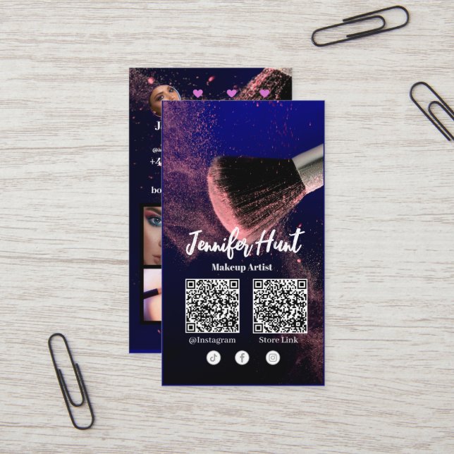 Carte De Visite Social Media Influencer Style tendance QRcode (Devant/Arrière en situation)