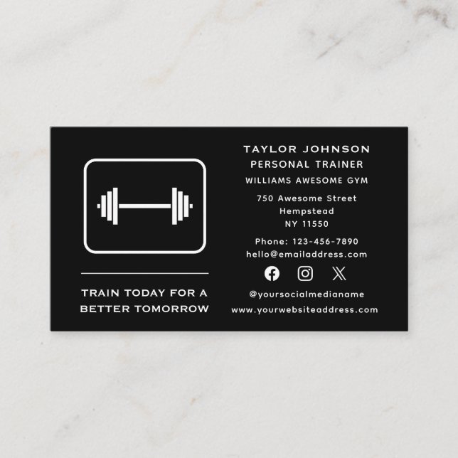 Carte De Visite Social Media Personal Trainer instructeur de condi (Devant)