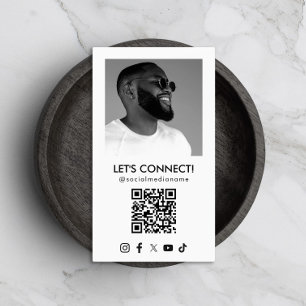 Carte De Visite Social Media QR Code Ajouter Photo Blanc Vertical