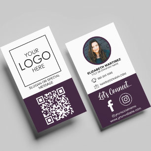 Carte De Visite Social Media QR Code Employé Photo & Logo de l'ent