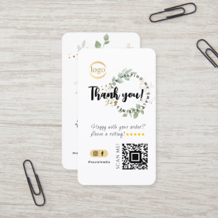 Carte De Visite Social Media QR Code & Logo Merci Eucalyptus