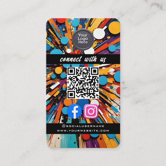 Carte De Visite Social Media QR Code Modern Pro Minimalist Sleek B (Devant)