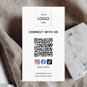 Carte De Visite Social Media QR Code Moderne Logo Blanc