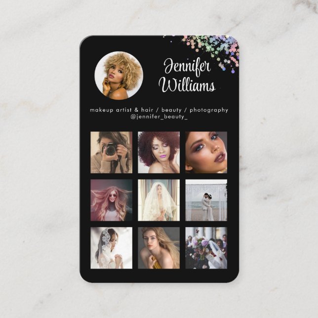 Carte De Visite Social Media QR Code Parties scintillant photo Bla (Devant)