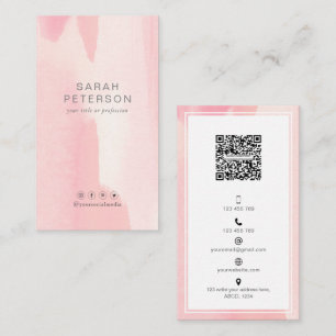 Carte De Visite Social media QR code tendance design blush personn
