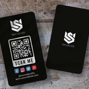 Carte De Visite Social Media Scan Me QR Code Logo Modern Simple