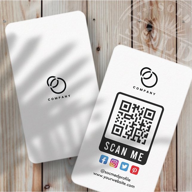 Carte De Visite Social Media Scan ME QR Code Logo Moderne Simple (Créateur téléchargé)