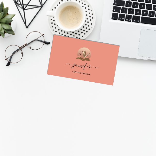 Carte De Visite Social Media Writer Contenu Créateur BlogQR Monoga (Social Media Writer Content Creator BlogQR Monogam Business Card)