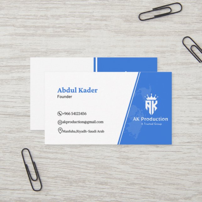 Carte De Visite Société (Devant/Arrière en situation)