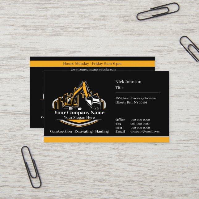 Carte De Visite Société de construction d'équipement lourd profess (Devant/Arrière en situation)
