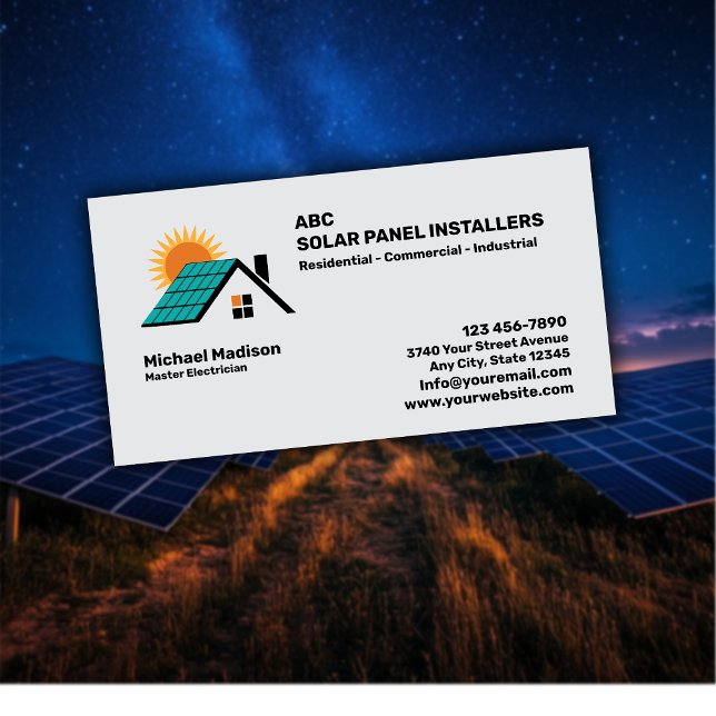 Carte De Visite Société d'installation de panneaux solaires (Créateur téléchargé)