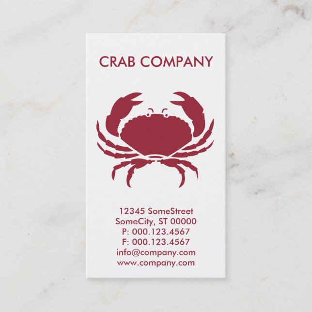 Carte De Visite société faite sur commande de crabe (Devant)