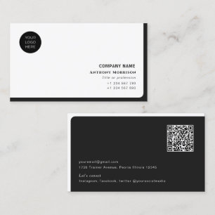 Carte De Visite Société professionnelle simple de code QR avec l