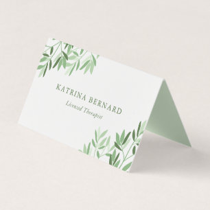 Carte De Visite Soft Green Therapist Photo & QR Code