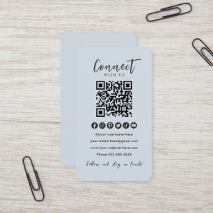 Carte De Visite Soft Navy QR Code Se Connecter Aux Médias Sociaux 