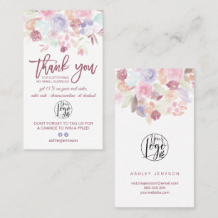 Carte De Visite  Soft pastel floral script logo ordre merci