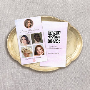Carte De Visite Soft Pink Photo Réseau De Médias Sociaux, Instagra