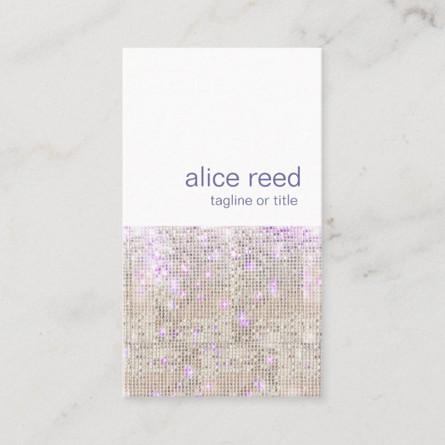Carte De Visite Soft Purple Silver Sequins Beauté Stylist (Devant)