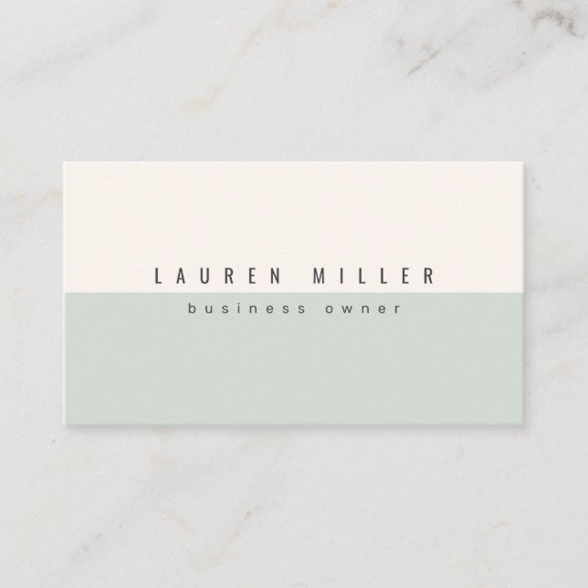 Carte De Visite Soft Sage Green & Off-White Modern Professional  (Devant)