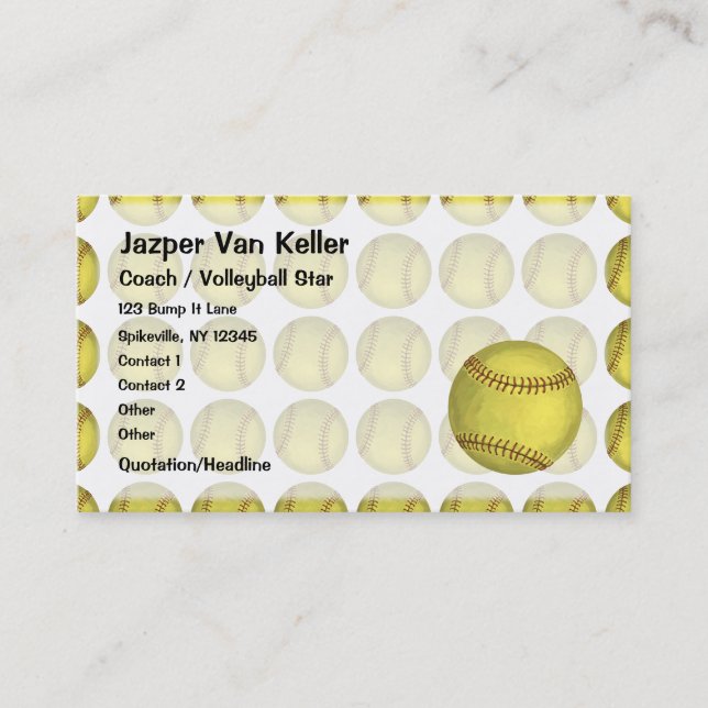Carte De Visite Softball motif (Devant)