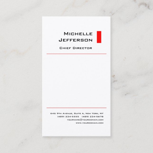 Carte De Visite Soie Professionnelle Moderne Rouge Blanc (Devant)