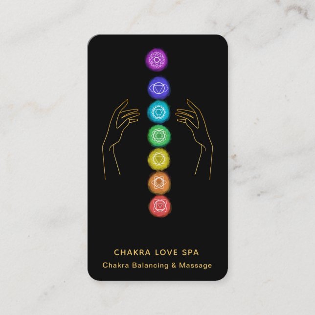 Carte De Visite *~* Soigner Les Symboles Chakra + Mains De Guériso (Devant)
