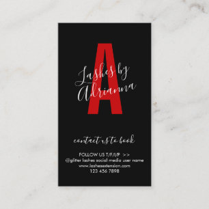 Carte De Visite Soin après extension de cils Black Red Icon Makeup