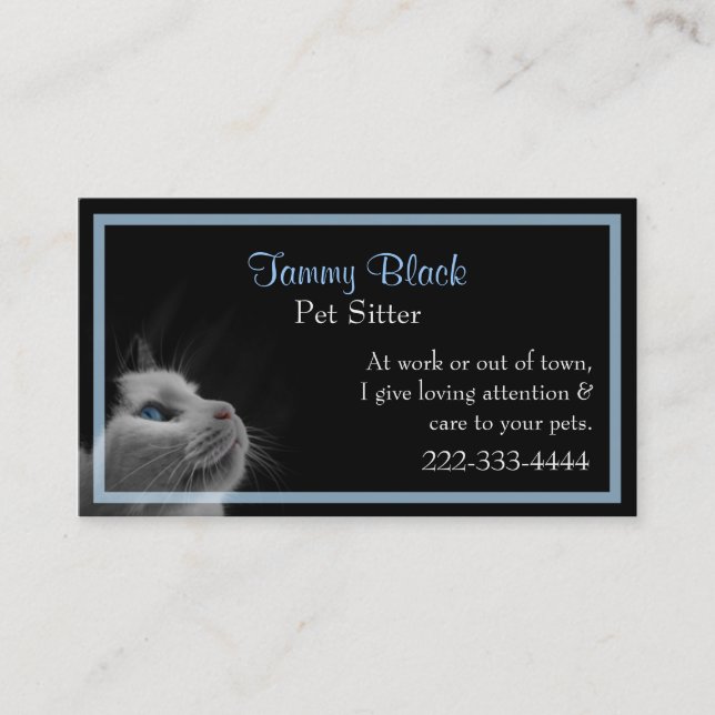 Carte De Visite Soin des animaux familiers élégant de joli chat (Devant)
