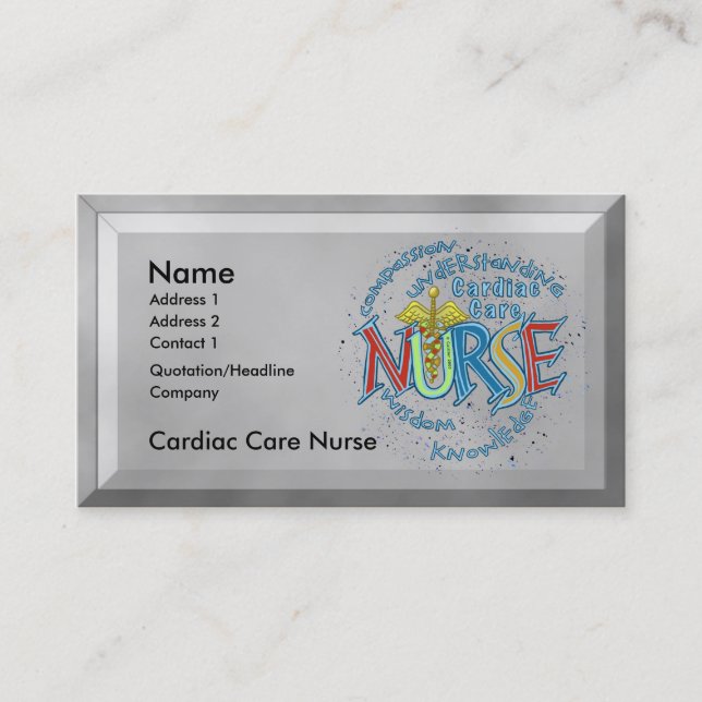 Carte De Visite Soins cardiaques Infirmière Motto (Devant)