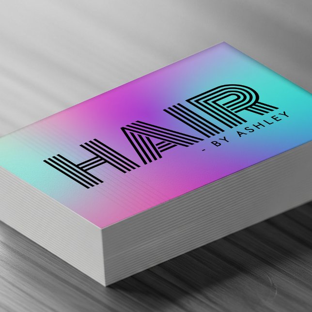 Carte De Visite Soins de cheveux professionnel moderne Neon rose e (Hair Care Professional Modern Neon Pink & Blue Business Card
)